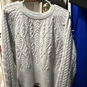 Express Light Gray Cable Knit Sweater